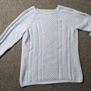 Orvis blue cable knit crew neck long sleeves fisherman cotton pullover sweater M